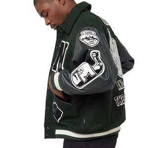 Chaqueta Varsity de Béisbol Personalizada para Hombre y Mujer, Invierno, con Parches de Chenilla Duraderos, Cierre de Botones a Presión, Cuello Acanalado, OEM - Product Image 4