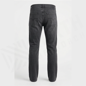 Jean en denim coupe droite délavé foncé pour homme, taille haute, coupe classique, en coton, style décontracté, pantalon d'automne - Product Image 2