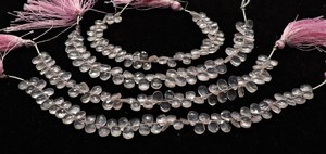 Natural Rose Quartz Faceted Pear Shape Briolette 6.5 Inch Strand Size 5x7MM Rose Quartz Gemstone Briolette By Indian Wholesaler - Product Image 3