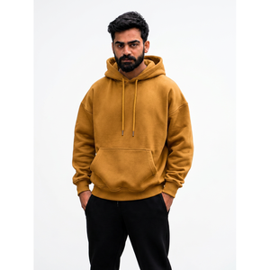 Sweat-shirt à capuche rouge pour homme, coupe classique, couleur unie, 100% coton molletonné, décontracté, avec poche, tricoté, vêtement d'hiver, service OEM - Product Image 5
