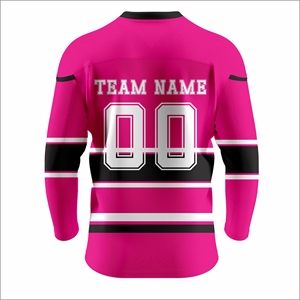 Custom Ice Hockey Jersey Pink Black Sublimated Moisture Wicking Full Sleeve Unisex Adult Team Apparel Wholesale - Product Image 3