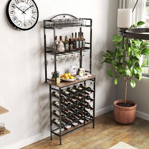 Industriale in metallo a 3 livelli portabottiglie per vino da Bar da tavolo con bottiglia di liquore in vetro Organizer per cucina domestica sala da pranzo soggiorno - Product Image 4