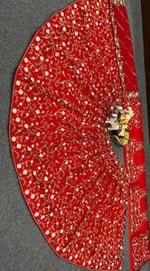Lehenga Choli en soie brodée de fleurs rouges, sans plis, avec dupatta, tenue traditionnelle indienne pour mariage, Diwali, fête, pour femmes - Product Image 6