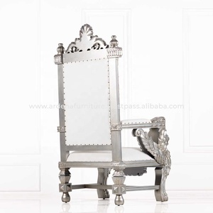 เก้าอี้บัลลังก์งานแต่งงานราคาประหยัดสไตล์คลาสสิก  เก้าอี้บัลลังก์กษัตริย์สีเงินโบราณ  เก้าอี้ไม้สำหรับโรงแรม เฟอร์นิเจอร์โรงแรมสไตล์ฝรั่งเศส - Product Image 5