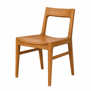 Chaise de salle à manger scandinave en teck massif, dossier ouvert, siège ergonomique, écologique, imperméable, durable, moderne, pour la maison et le bureau - Product Image 2