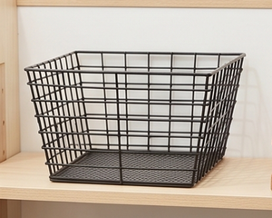 Cesta de Almacenamiento de Alambre Metálico Negro Premium, Diseño Rectangular Moderno, Apilable, Solución Multiusos para Organización - Product Image 1