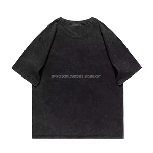 T-shirt homme en coton lavé sur la taille Puff Heat DTG Print Summer Shorts Ensemble t-shirt et short personnalisés lavés à l'acide pour unisexe - Product Image 4