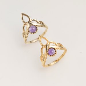 Natural Amethyst Filigree Brass Gemstone <b>Ring</b> Delicate Floral Design Handmade Vintage Style <b>Statement</b> <b>Ring</b> Shopping Elegant - Product Image 2