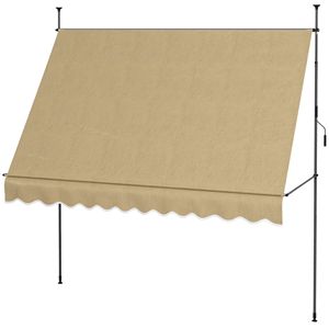 Tenda da Sole Retrattile Manuale Beige 10 X 4, Resistente ai Raggi UV, Senza Viti, per Finestre o Porte - Product Image 1