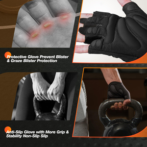 Thick Padded Weightlifting <b>Gloves</b> Non Slip Gym Training <b>Gloves</b> Reinforced Seams Heavy Duty Powerlifting Exercise Mitts Pack - Product Image 2