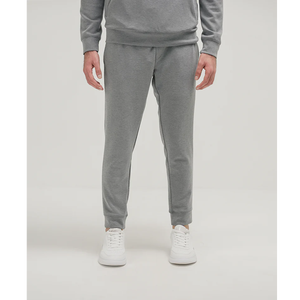 Survêtement gris à capuche pour homme, couleur unie, coupe décontractée, 100 % coton, coupe régulière avec poches latérales, taille élastique - Product Image 5
