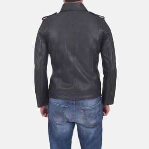 Blouson Bomber Homme en Cuir Véritable Marron Imperméable à Col Montant, Style Streetwear, Personnalisé OEM, Modèle Sergent Noir en Cuir - Product Image 4