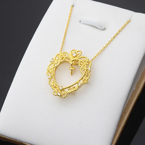 Collar con Colgante de Encaje de Corazón de Durazno de Plata S925 para Mujer, Cadena con Soporte Vacío para Perla de 8-9 mm, Accesorio de Moda DIY, Colgantes y Dijes 339 - Product Image 1
