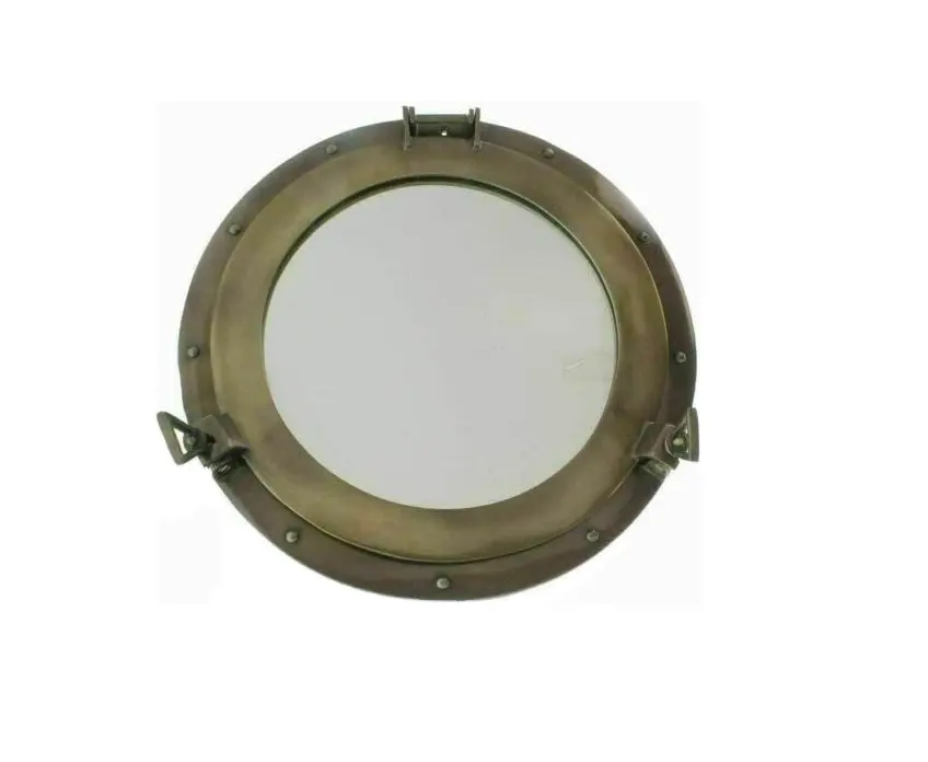 Miroir hublot fabriqué à la main avec verre transparent Travail à la main Hublot de navire en aluminium Miroir hublot marin