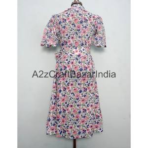 Vestido Maxi de Verano con Estampado Floral, 100% Algodón, Cuello en V, Elegante, para Oficina, Moda Femenina - Product Image 6