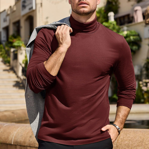 Pull côtelé à col roulé pour homme, manches longues, coupe extensible, mode estivale, vêtements pour homme, doux, respirant, tenue quotidienne - Product Image 3