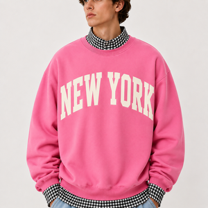 Hot Sale Men <b>Mock</b> <b>Neck</b> Sweatshirt Custom Varsity Letter New York Print Low MOQ Winter Fleece Pullover <b>Tops</b> OEM Bulk Supplier - Product Image 1