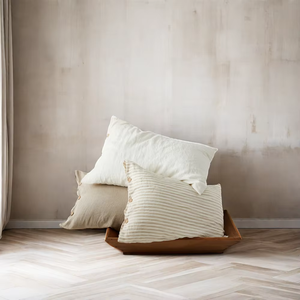 Nordic Style Linen Cushion Cover Rectangle Striped Button Closure Breathable Home <b>Decor</b> <b>Pillow</b> Case - Product Image 1