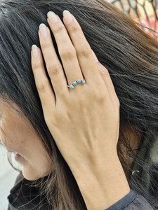 Turquoise <b>Stacking</b> <b>Ring</b> <b>Sterling</b> <b>Silver</b> Southwestern Band Handmade Boho Jewelry for Women Gift - Product Image 5