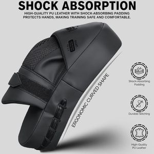แผ่นรองฝึกซ้อมชกมวย Farabi Wholesale Black Focus Pad ทำจากหนัง EVA พร้อมสายรัดข้อมือแบบ Hook Loop สำหรับฝึกซ้อมในยิม MMA ปรับแต่งได้ คุณภาพพรีเมียม - Product Image 3