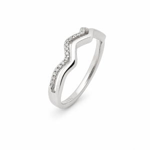 Women's Geometric Diamond Eternity Band <b>Ring</b> Rhodium Plated 925 <b>Silver</b> Pave Setting Modern Engagement Style - Product Image 2