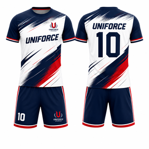 ชุดเสื้อฟุตบอลแบบซับลิเมชั่นสั่งทำพิเศษ ปี 2026 สำหรับผู้ชาย แขนสั้น ระบายเหงื่อได้ดี ผลิตจากโพลีเอสเตอร์ 100% ทรงปกติ คอวี เหมาะสำหรับฤดูร้อน - Product Image 1