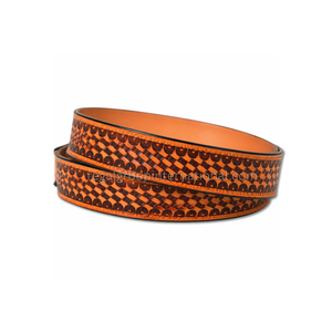 New Arrival High Quality Western <b>Belt</b> Basketweave Tooled Grain Leather <b>Belt</b> for <b>Men</b> & Women Vintage <b>Tan</b> Brown Cowboy <b>Belt</b> - Product Image 2