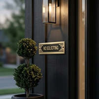 Plaque de porte en laiton de qualité supérieure « Sans sollicitations » |   Plaque d'avertissement en métal gravée pour la décoration d'entrée de maison ou de bureau, édition de luxe XLX