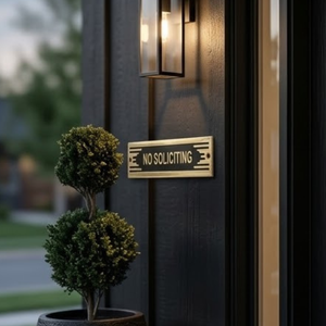 Plaque de porte en laiton de qualité supérieure « Sans sollicitations » |   Plaque d'avertissement en métal gravée pour la décoration d'entrée de maison ou de bureau, édition de luxe XLX - Product Image 3
