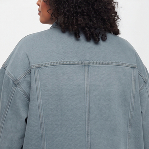 Veste en jean délavé pour femme, style américain, manches longues, col rabattu, veste longue en jean ample, vestes en jean pour femmes - Product Image 4