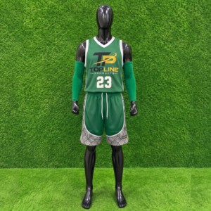 Ensemble de maillots de basket-ball de qualité supérieure, vert, col en V, maille sublimée, 23, coupe athlétique pour hommes, toutes saisons, 100% polyester - Product Image 1
