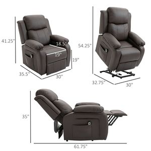 Poltrona Elettrica Robusta e Confortevole in Pelle PU Marrone per Anziani, Facile Controllo Remoto, USB Intelligente per Soggiorno - Product Image 3
