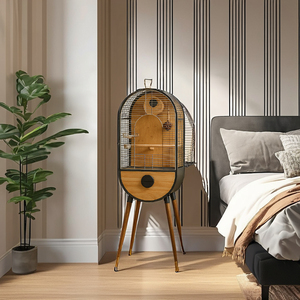 Grande cage à oiseaux <span class=keywords><strong>de</strong></span> luxe à faire soi-même, en bois naturel massif, avec fermeture à bouton doré en acier inoxydable, pour perroquets, pigeons, boîte à oiseaux - Product Image 1