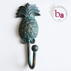 Crochet mural Ba Pineapple en fonte, style vintage, simple, pour vêtements, durable, écologique, auto-adhésif, laiton bleu - Product Image 4
