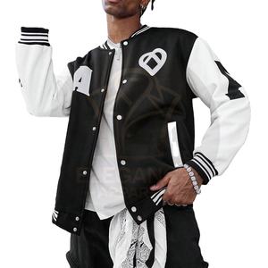 Fabriqué au Pakistan sur mesure couleur unie Patchwork bouton avant manches longues poche Simple décontracté hommes collège Baseball vestes - Product Image 4