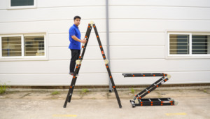 VIETLADDERS NVLG-45 Industrial 4-<b>Step</b> Aluminum Folding Ladder 300 Lbs Load Capacity Modern Design Portable for Warehouse - Product Image 2