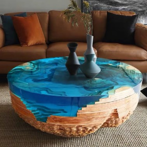 Table à manger moderne de luxe en résine époxy avec finition transparente en bois massif pour hôtel et salle à manger, meubles de décoration intérieure - Product Image 5