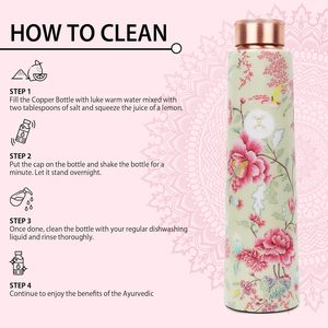 100 Percent Pure <b>Copper</b> Water <b>Bottle</b> with Flower Print Leak Proof Lid Ayurvedic <b>Drinking</b> <b>Bottle</b> for Office Hiking - Product Image 4