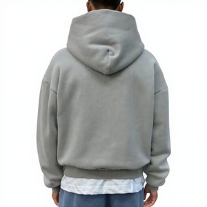 Sweat-shirt à capuche zippé surdimensionné pour homme en polaire, couleur unie, décontracté, respirant, coupe classique - Product Image 2