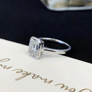 Handmade Brass <b>Crystal</b> <b>Ring</b> Large Emerald Cut Clear Gemstone Minimalist Boho Statement Jewelry Wholesale by Hari Om Creations - Product Image 1