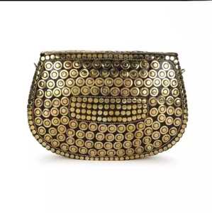 Round Silver-Plated Clutch <b>Bag</b> With Pearl Inlays And <b>Studs</b> Fashion Handbag - Product Image 2
