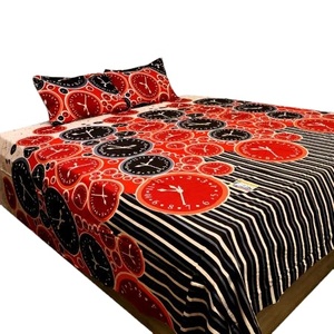 Sábana de cama doble multicolor con dos fundas de almohada, reloj de diseño hecho a mano de alta calidad, estampado, RSMK-08/53284, venta al por mayor - Product Image 2