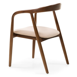 Chaise de salle à manger scandinave moderne en teck avec hauteur réglable et assise rembourrée en coton pour la salle à manger à domicile - Product Image 5