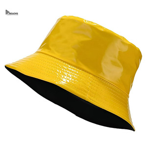 Fashion Unisex Stylish <b>Waterproof</b> Bucket <b>Hat</b> Pu Leather Rain <b>Hats</b> Reversible Packable Multicolor Travel Fishmen Cap - Product Image 6