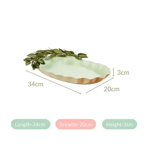 Plateau décoratif rectangulaire en or martelé de luxe, fait main, en métal texturé, pour centre de table et décoration intérieure - Product Image 2