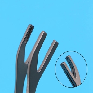 <span class=keywords><strong>Forceps</strong></span> Adson Tisu Medis <span class=keywords><strong>Titanium</strong></span> 12Cm, Gunting Jepit Adson Tisu Coklat dengan Peralatan Bedah Lurus Ujung Gigi 3Mm