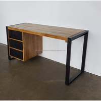 Bureau d'étude en bois de manguier massif industriel avec 3 tiroirs, design modulaire de luxe, mobilier de bureau