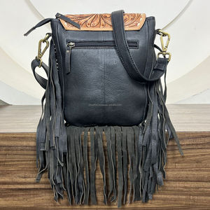 Nouveau personnalisé à la mode repoussé à la main en cuir frange sacs à main femmes luxe à carreaux coeur et imprimé floral véritable sac à bandoulière - Product Image 5