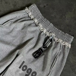 Pantalones Deportivos Personalizados con Logotipo, Estilo Urbano, para Hombre, de Algodón Grueso, Lavado Ácido Vintage, Anchos, Holgados, con Rayas - Product Image 6