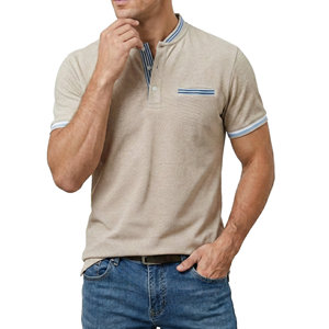 OEM Men's High Quality <b>Band</b> <b>Collar</b> Polo <b>Shirts</b> Contrast Stripe Knitted Slim Fit Pique Cotton Wholesale Price Polo <b>Shirts</b> For Men - Product Image 1